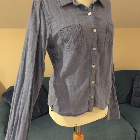 Volcom Blue Denim Cotton long sleeve button up Shirt - Picture 8 of 12